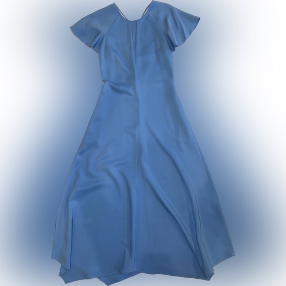 NWOT Reiss Eleni Cap Sleeve butterfly hem cap sleeves blue Midi dress sz 4 - Picture 8 of 9